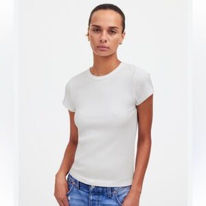 Madewell Ribbed Crewneck Tee White NWT